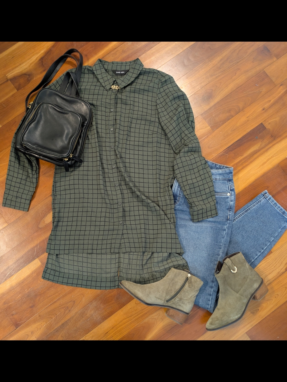 Brody Myles Green Checked Long Button-Up Shirt